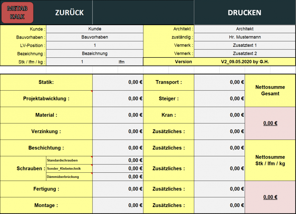 Kurzübersicht drucken